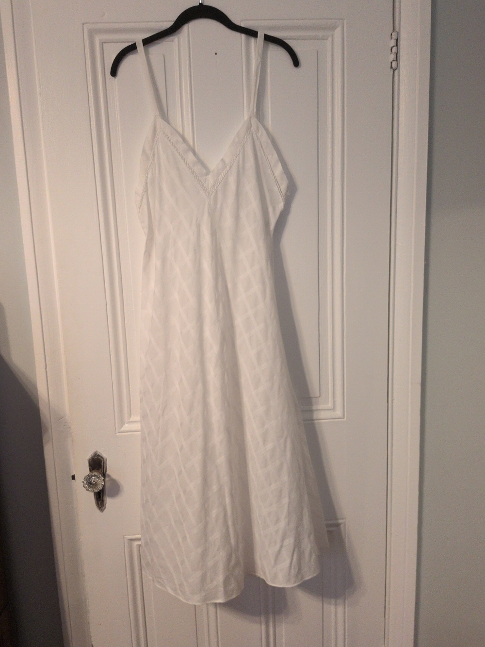 Valentino White Silk Slip Chemise with Diamond Texture
